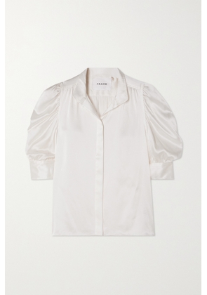 FRAME - Gillian Ruched Silk-satin Blouse - White - x small,small,medium,large,x large