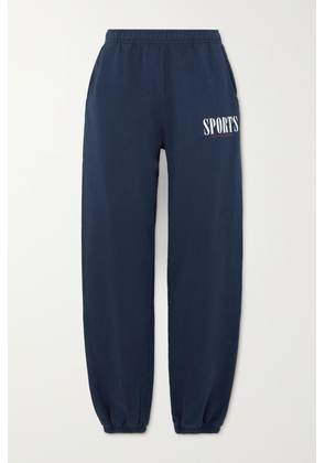 Sporty & Rich - Sports Printed Embroidered Cotton-jersey Track Pants - Blue - x small,small,medium,large,x large