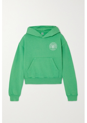 Sporty & Rich - Connecticut Crest Cropped Printed Cotton-jersey Hoodie - Green - x small,small,medium,large,x large