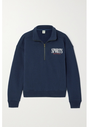 Sporty & Rich - Sports Printed Cotton-jersey Sweatshirt - Blue - x small,small,medium,large,x large