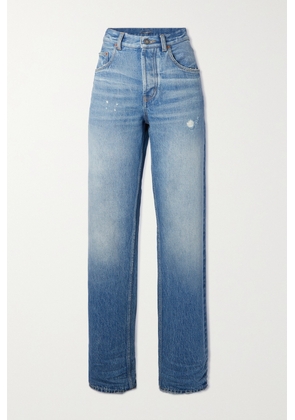 SAINT LAURENT - Distressed High-rise Straight-leg Jeans - Blue - 25,26,27,28,29,30,31