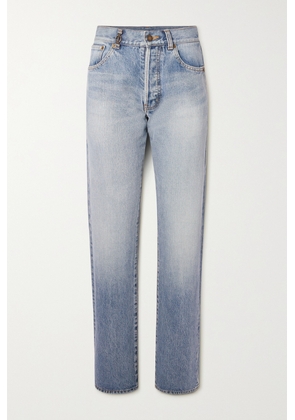 SAINT LAURENT - Cassandre Embellished High-rise Straight-leg Jeans - Blue - 25,26,27,28,29,30