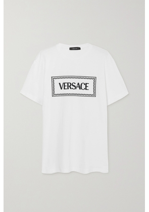 Versace - Icons Embroidered Cotton-jersey T-shirt - White - IT36,IT38,IT40,IT42,IT44,IT46,IT48