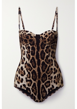 Dolce & Gabbana - Cutout Leopard-print Underwired Swimsuit - Animal print - 1,2,3,4,5
