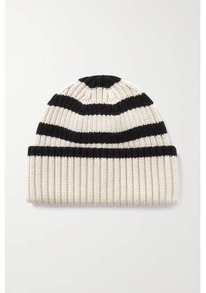 TOTEME - Striped Ribbed-knit Wool Beanie - Ivory - One size