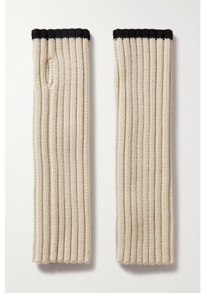 TOTEME - Two-tone Ribbed Wool Fingerless Gloves - Ivory - One size