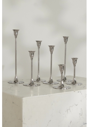 Fourth Street - Set Of Seven Nickel Candlesticks - Silver - One size