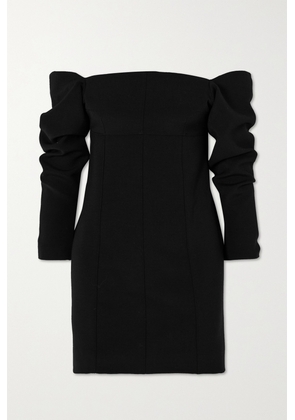 LIBEROWE - + Net Sustain Off-the-shoulder Gathered Wool Mini Dress - Black - x small,small,medium,large,x large