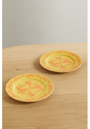 Cabana - + Ulla Johnson Set Of Two Painted Porcelain Dessert Plates - Yellow - One size