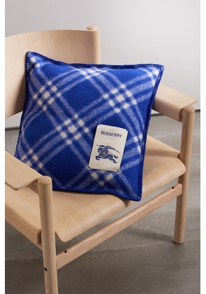 Burberry - Appliquéd Checked Wool Cushion - Blue - One size