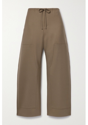 LESET - Jane Cropped Wool-blend Twill Wide-leg Pants - Brown - x small,small,medium,large,x large