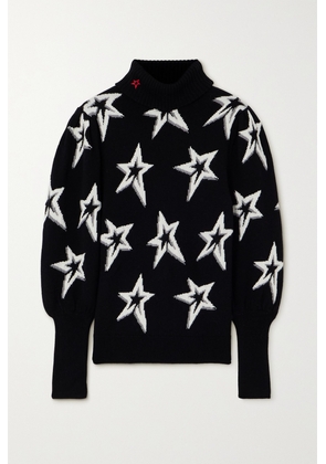 Perfect Moment - Star Dust Intarsia Merino Wool Turtleneck Sweater - Black - x small,small,medium,large