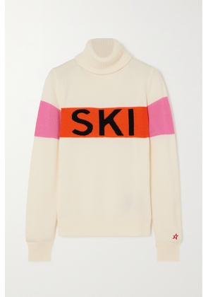 Perfect Moment - Color-block Intarsia Merino Wool Turtleneck Sweater - Cream - x small,small,medium,large