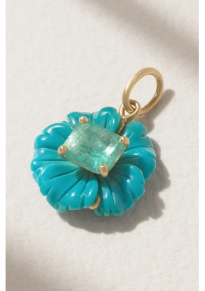 Irene Neuwirth - Tropical Flower 18-karat Gold, Turquoise And Emerald Pendant - Blue - One size