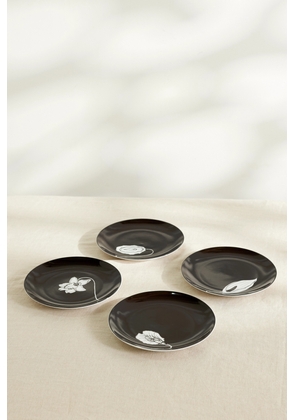 Anissa Kermiche - Forniplates Set Of Four 21 Cm Porcelain Plates - Black - One size