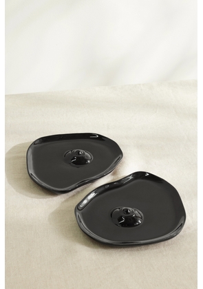 Anissa Kermiche - Tatas Set Of Two Earthenware Plates - Black - One size