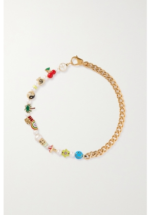 Martha Calvo - Showstopper Gold-plated, Pearl And Enamel Necklace - One size