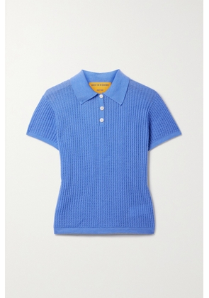Guest In Residence - Ribbed Cashmere Polo Sweater - Blue - x small,small,medium,large,x large