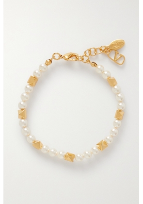 Valentino Garavani - Rockstud Gold-tone Faux Pearl Bracelet - One size