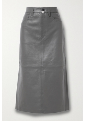 GOLDSIGN - The Low Slung Leather Midi Skirt - Gray - 24,25,26,27,28,29,30,31