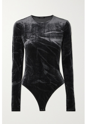 GOLDSIGN - The Wheeler Stretch-velvet Bodysuit - Gray - x small,small,medium,large,x large