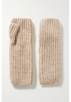 Johnstons of Elgin - Ribbed Cashmere Fingerless Gloves - Neutrals - One size