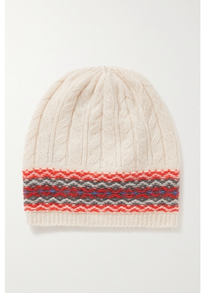 Johnstons of Elgin - Reversible Fair Isle Cable-knit Cashmere Beanie - Cream - One size
