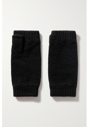 Johnstons of Elgin - Ribbed Cashmere Fingerless Gloves - Black - One size