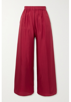 Le Kasha - Pamir Silk-satin Wide-leg Pants - Red - x small,small,medium,large