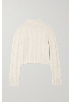 Le Kasha - Murano Cropped Cable-knit Organic Cashmere Turtleneck Sweater - White - x small,small,medium,large