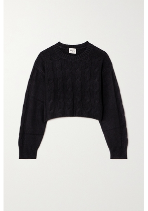 Le Kasha - Judecca Cropped Cable-knit Organic Cashmere Sweater - Black - One size