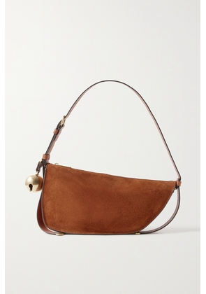 Burberry - Embellished Leather-trimmed Suede Shoulder Bag - Brown - One size