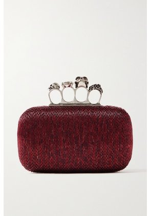 Alexander McQueen - Four Ring Embellished Leather Clutch - Red - One size