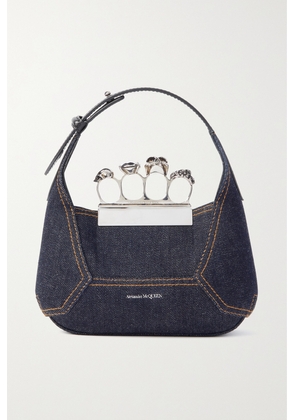 Alexander McQueen - Jewelled Embellished Leather-trimmed Denim Tote - Blue - One size