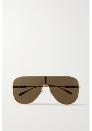 Gucci Eyewear - Mask Oversized D-frame Gold-tone Sunglasses - One size