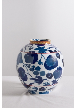 La DoubleJ - Big Bubble Gold-plated Painted Porcelain Vase - Blue - One size