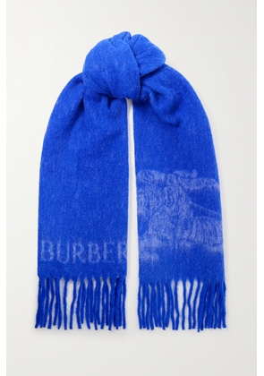 Burberry - Fringed Jacquard-knit Scarf - Blue - One size