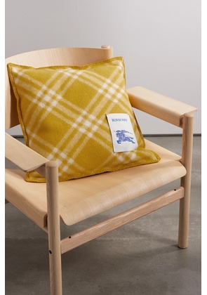 Burberry - Appliquéd Checked Wool Cushion - Yellow - One size