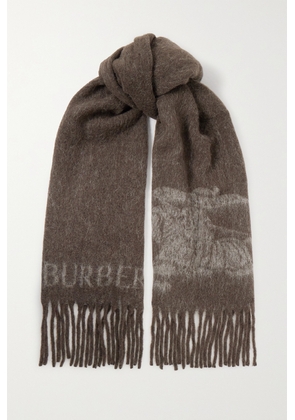 Burberry - Fringed Jacquard-knit Scarf - Gray - One size
