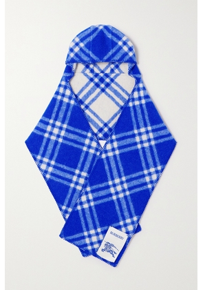 Burberry - Hooded Checked Wool-jacquard Scarf - Blue - One size