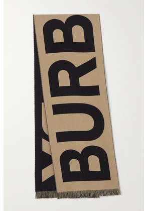 Burberry - Fringed Wool-jacquard Scarf - Neutrals - One size