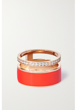 Repossi - Berbere 18-karat Rose Gold, Lacquer And Diamond Ring - Red - 54