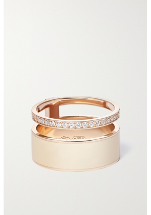 Repossi - Berbere 18-karat Rose Gold, Lacquer And Diamond Ring - Ivory - 54,55