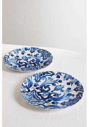 Dolce & Gabbana - Set Of Two Painted Porcelain Dinner Plates - Blue - One size