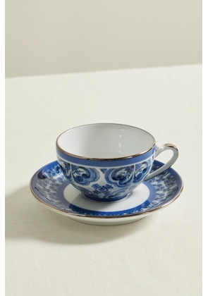 Dolce & Gabbana - Printed Porcelain Tea Cup And Saucer Set - Blue - One size