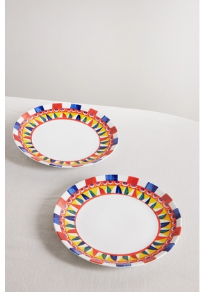 Dolce & Gabbana - Set Of Two Painted Porcelain Dinner Plates - Multi - One size