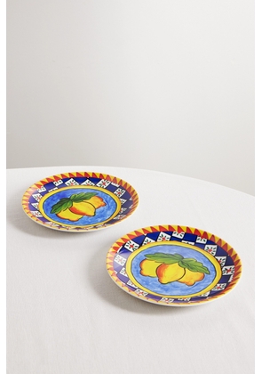 Dolce & Gabbana - Set Of Two Painted Porcelain Dessert Plates - Multi - One size