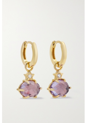 Andrea Fohrman - Mini Cosmo 14-karat Gold, Moonstone And Diamond Hoop Earrings - One size