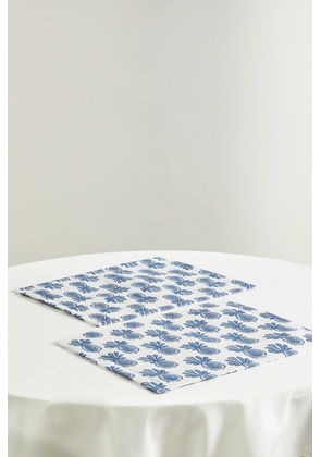 La DoubleJ - Set Of Two Printed Linen Placemats - Blue - One size