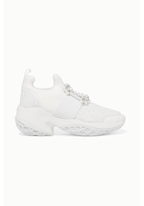 Roger Vivier - Viv Run Crystal-embellished Mesh And Leather Slip-on Sneakers - White - IT35,IT35.5,IT36,IT36.5,IT37,IT37.5,IT38,IT38.5,IT39,IT39.5,IT40,IT41,IT41.5,IT42